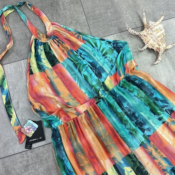 🔆O’NEILL🔆 JENNIFER MAXI DRESS vacation adjustable floral Hawaiian Maxi - Picture 10 of 14